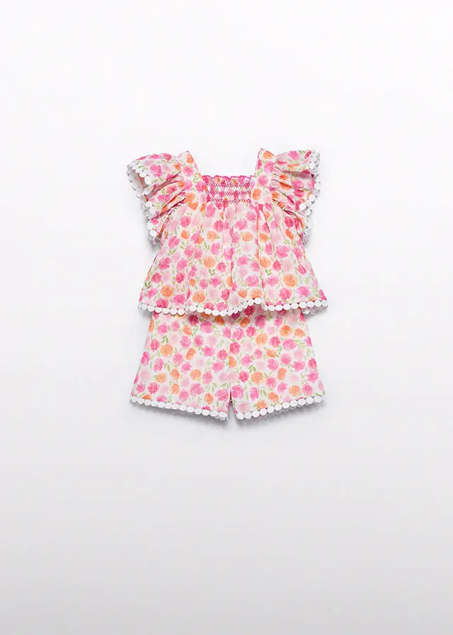 Abel & Lula Short set floral patterns - Fuchsia