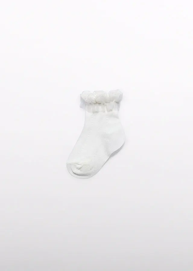 Abel & Lula Tulle ruffle sock - Cream