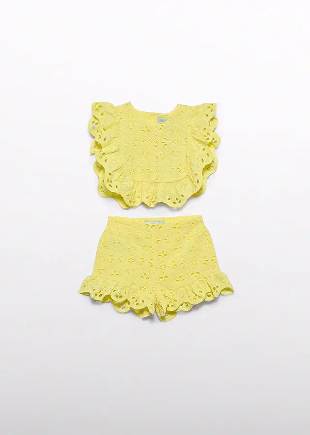 Abel & Lula Embroidered bermuda set - Vanilla