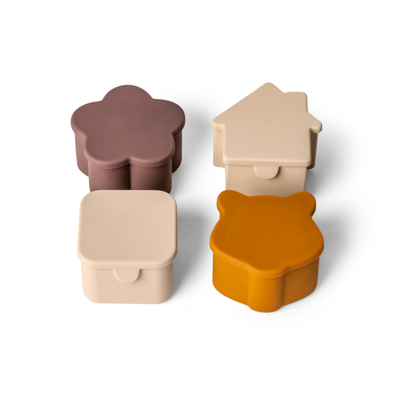 Citron Silicone Lunchbox Organiser - Beige/Plum/Caramel