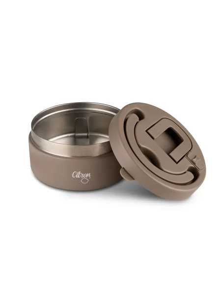 Citron Insulated Food Jar 400ml with Divider & Safety Lock - Chocolate Brown 