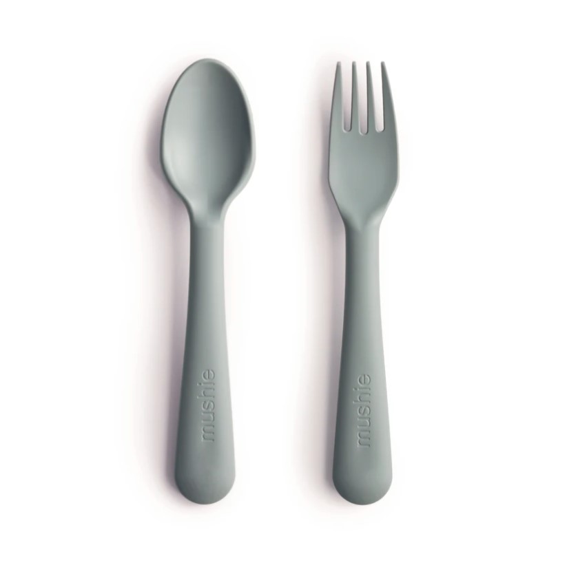 Mushie Fork and Spoon Set Cutlery Sage 2 Pc