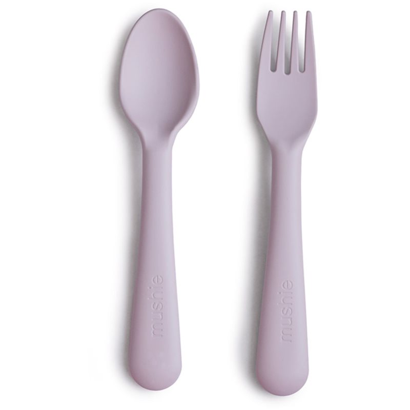 Mushie Fork and Spoon Set Cutlery Soft Lilac 2 Pc