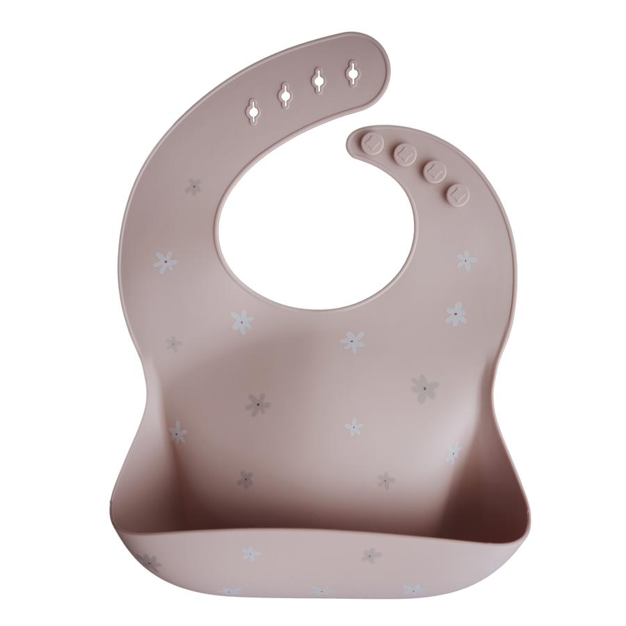 Mushie Silicone Baby Bibs  Adjustable Fit Waterproof Bibs  Toddlers (Daisy)