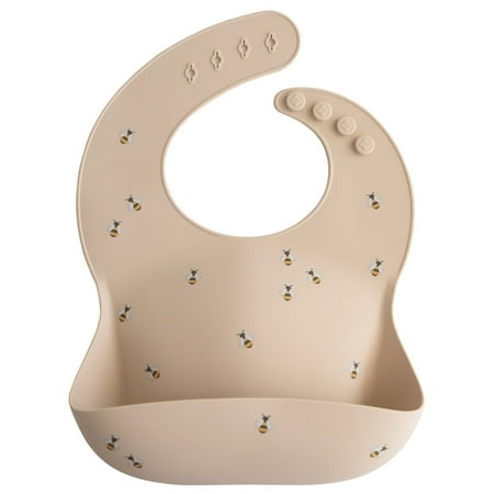Mushie Silicone Baby Bibs  Adjustable Fit Waterproof Bibs  Toddlers - Bees