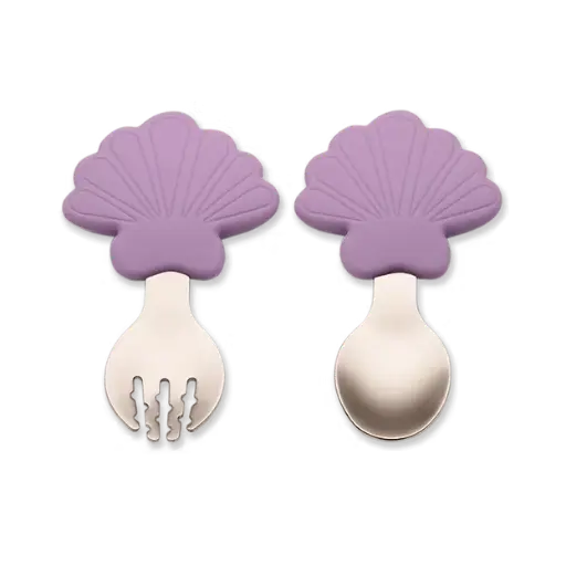 Citron Training Spoon and Fork - Mermaid Seashell