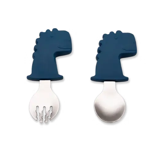 Citron Training Spoon and Fork - Blue Dino