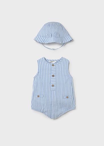  Mayoral Short bodysuit w/ hat Sky       