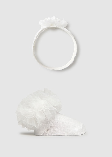  Mayoral Headpiece and sock set White     