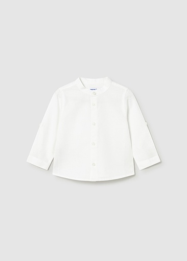 Mayoral L/s linen mao shirt White