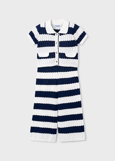 Mayoral Long knit trousers set Porcelain