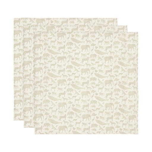 Jollein cloth muslin 70x70 - Animals Nougat