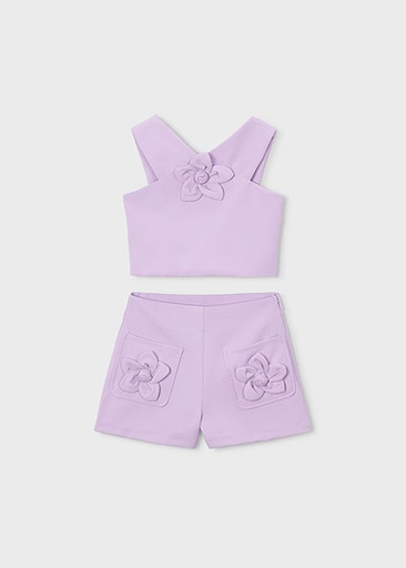 Mayoral bermuda crepe flower set Mauve