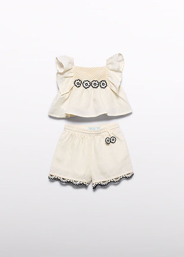 Abel & Lula bermuda set aplique Cream