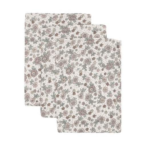Jollein Washcloth Muslin Retro Flowers  - 3 pac