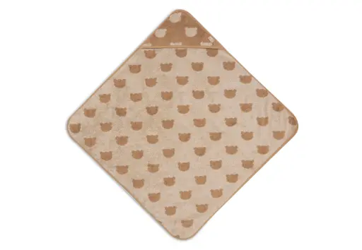 [534-514-68169] Jollein Bath Cape Terry 75x75cm Jacquard - Teddy Bear