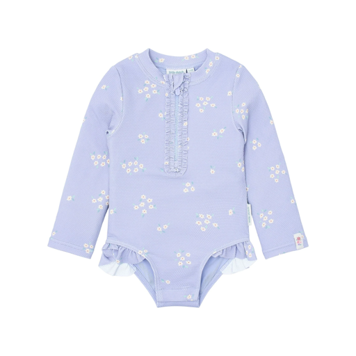LITTLE DUTCH. Long-Sleeve Swimsuit with Ruffles Dreamy Lavender UPF 40