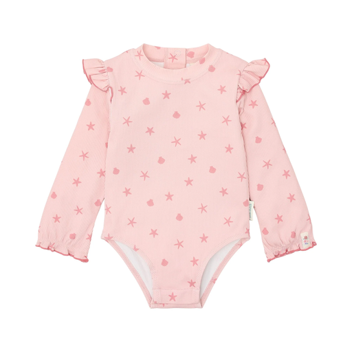 Little Dutch Long-Sleeve Swimsuit with Ruffles Dreamy Seashells UPF 40