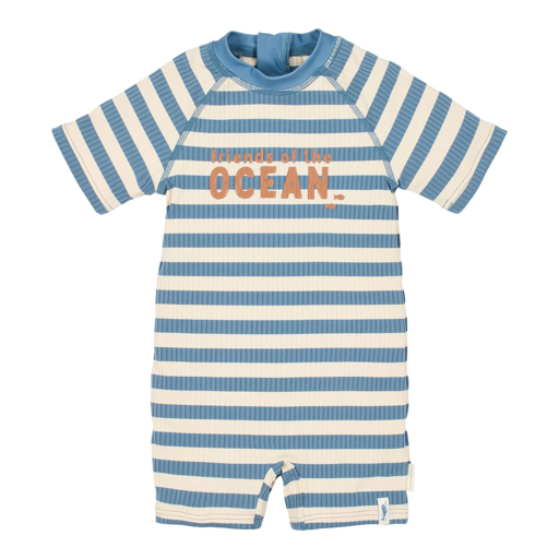 Little Dutch Short Sleeve Swimsuit Ocean Blue Stripes