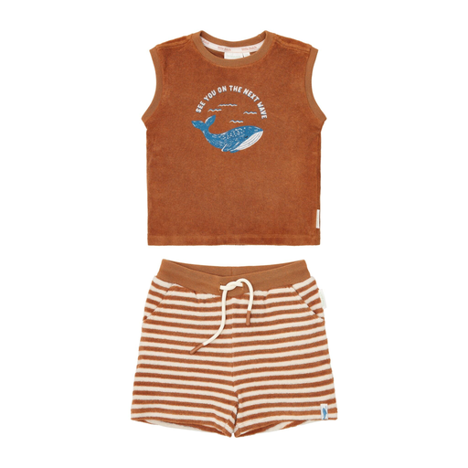Little Dutch Singlet and Shorts Ocean World Brown