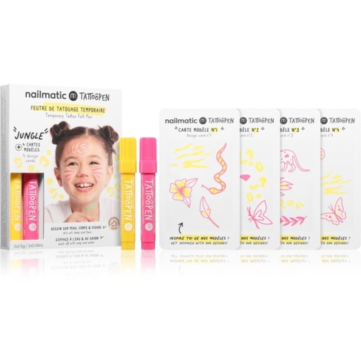 Nailmatic Temporary Tattoo Pen Set for Children 3 Y+ Jungle 6 Pc