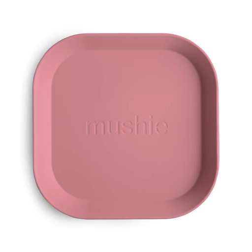 [66-102153] Mushie Square Dinnerware Plates Dusty Rose (Set of 2) 