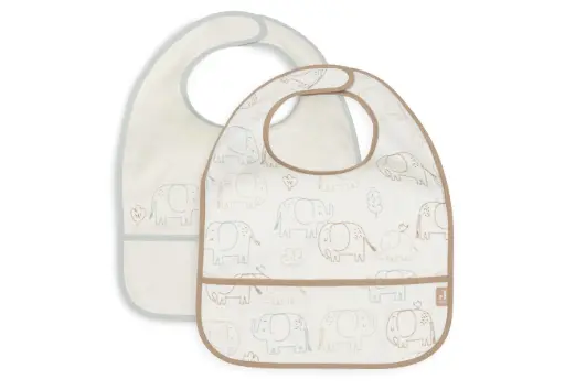 [029-864-68110] Jollein Bib Waterproof Elephant Tales (2pack)