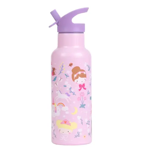 A Little Lovely XL Stainless steel drink bottle: Princesses