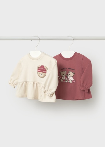 Mayoral 2 l/s t-shirts set Plum