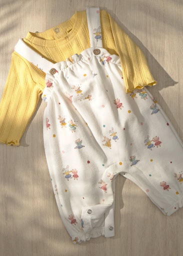 Mayoral Printed dungarees set chamomille