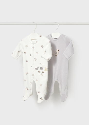 Mayoral 2 Pcs velour onesie Fog