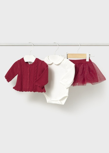 Mayoral Tulle knit skirt set red