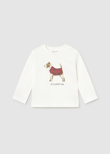 Mayoral L/s t-shirt applique play Ivory Lg