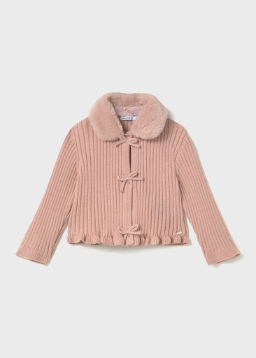 Mayoral Faux fur collar cardigan petisui Lg
