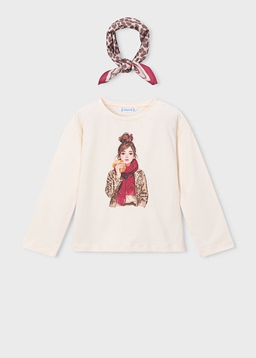 Mayoral L/s t-shirt scarf cherrysoy Lg