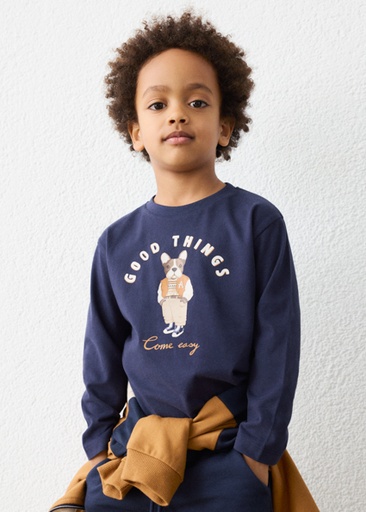 Mayoral l/s dog print t-shirt Ink Lg