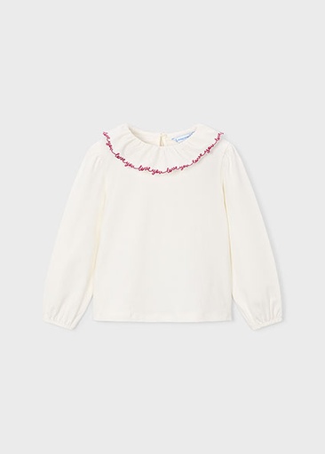 Mayoral Ruffled neckline blouse Natur-rasp Lg