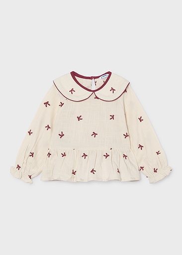 Mayoral Embroidered blouse bows Natur-rasp Lg