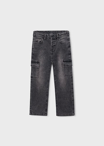 Mayoral Soft denim cargo pants Dark Grey Lg