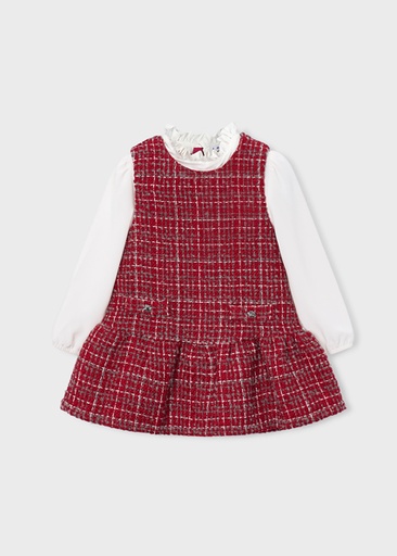 Mayoral Combined pinafore dress Red Lg