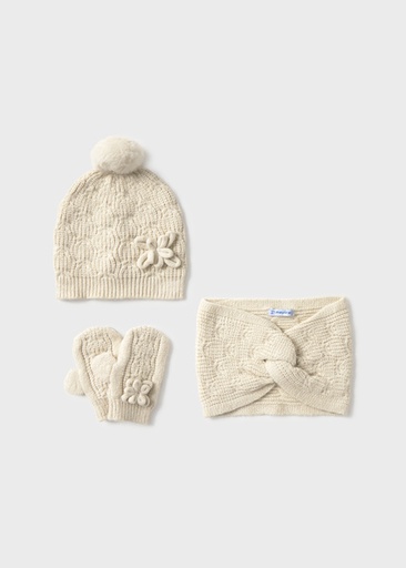 Mayoral Knit hat and neck warmer set H. Milk Lg