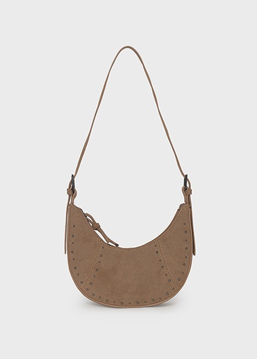 [10338] Mayoral Suede crescent bag Caramel Lg