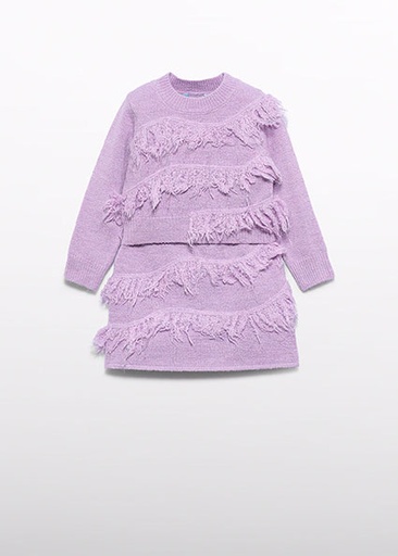 Abel & Lula Knit skirt set with fringes Lilac