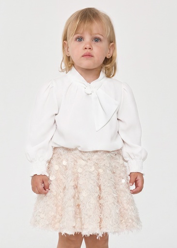 Abel & Lula Feather-detail skirt set Beige maza