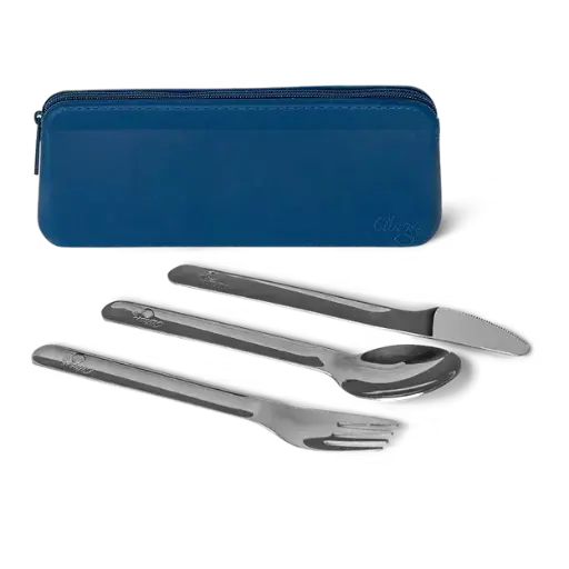 CITRON Stainless Steel Cutlery Set with Pouch - Blue