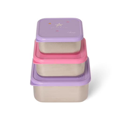 CITRON Stainless Steel Nesting Stackable Lunchbox - Mermaid