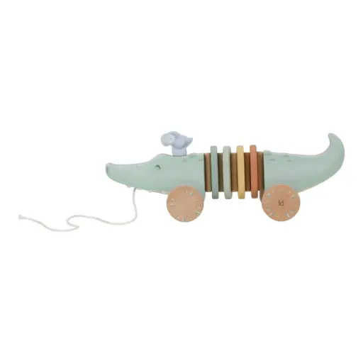 [LD7457] LITTLE DUTCH. Wooden pull animal Safari Friends FSC