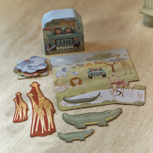 [LD7450] Little Dutch 6 Puzzles Safari Friends FSC