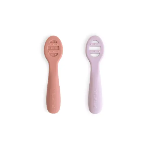 Mushie First Feeding Baby Spoons Rose/Soft Lilac