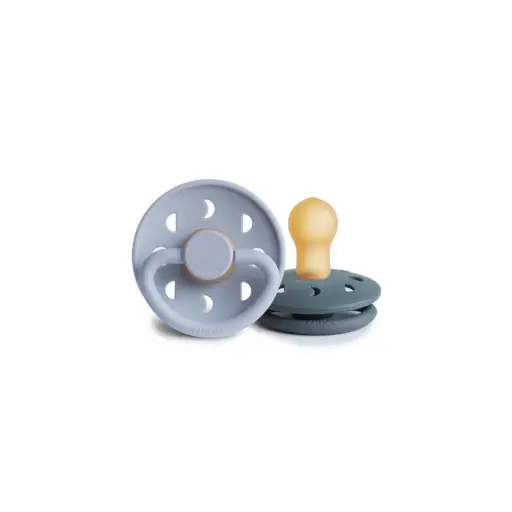 FRIGG Set of 2 Latex Pacifiers, Moon Phase - Powder Blue/Slate 6-18 Months